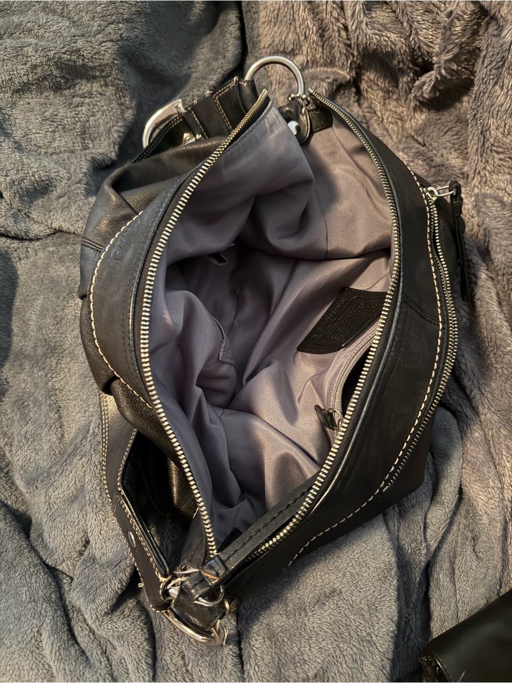 Coach Black Leather Shoulder Hobo with Matching Wallet - Picture 7 of 15
